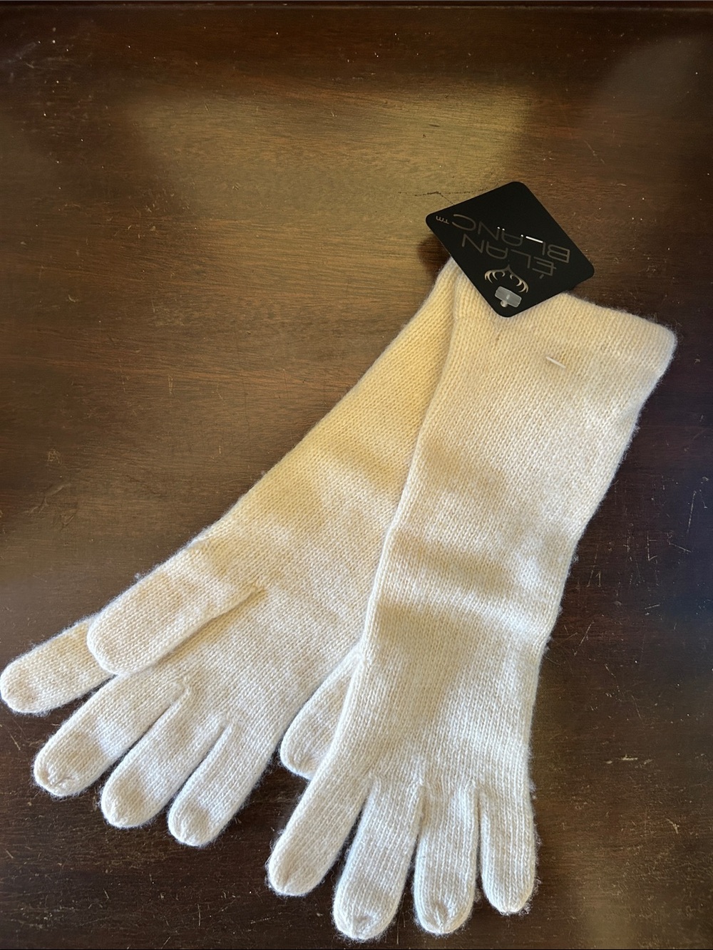 Cream Long Knit Gloves